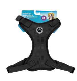 Vibrant Life Mesh Adjustable, Reflective Dog Walking Harness, Black, Medium