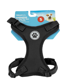 Vibrant Life Mesh Adjustable, Reflective Dog Walking Harness, Black, Small