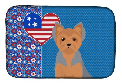 Blue and Tan Puppy Cut Yorkshire Terrier USA American Dish Drying Mat Absorbent Dish Drying Mat Pad for Kitchen Counter Dish Drainer Mat for Coun